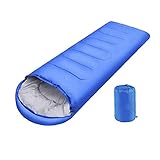Schlafsack Wasserdicht Camping Wandern Erwachsene Umschlag Schlafsack mit Kapuze Blau