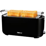 Clatronic Toaster 4 Scheiben | Toaster mit Brötchenaufsatz | Langschlitztoaster mit...