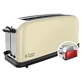 Russell Hobbs Toaster [Langschlitz für 2 Scheiben / 1 breite Brotscheibe] Colours+ Edelstahl Creme...