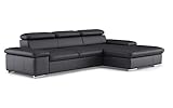 CAVADORE Leder-Ecksofa Valerie mit XL-Longchair / Eckcouch mit Kopfteilverstellung, großem...