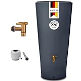 4rain Vaso 2in1 Regentonne 220 Liter Graphite Grey inkl. Kunststoff-Auslaufhahn und...
