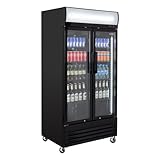 GastroHero Getränkekühlschrank Eco 630 mit Leuchtaufsatz & Klapptüren, 8 verstellbare Böden,...