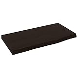 Eleganz Wandregal aus massivem Eichenholz 40x20x2 cm - Dunkelbraun behandelt für Wohnzimmer, Küche...