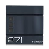 Metzler Briefkasten in Anthrazit RAL 7016 Cube - Name & Hausnummer als Lasergravur - Design...