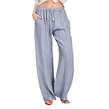 TYUIOP Freizeit Hose Damen Lang Sommerhose Damen Summer Luftig Strandhose Stoffhose Pants Blue...