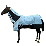 OUHKDM Pferdedecke mit Halsschutz, 1200D wasserdichte Winterdecke für Weide und Stall, atmungsaktiv...