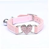 Halsbänder, Herz Bling Katzenhalsband, Verstellbares Halsband mit Sicherheitsgurt und Glocke Strass...