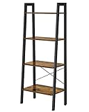 VASAGLE Regal, Bücherregal mit 4 Ebenen, Leiterregal, Standregal, für Wohnzimmer, Schlafzimmer,...