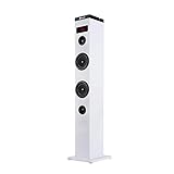 NGS Sky Charm White - 50W Bluetooth Sound Tower mit Fernbedienung, Optischem Eingang, USB, FM Radio...