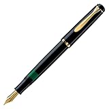Pelikan Füllhalter Classic 200, Schwarz, Feder M (mittel), hochwertiger Kolbenfüller im...