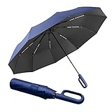 Regenschirm groß, 10 Rippen,Sturmfest –Automatisches Öffnen/Schließen, Golf Umbrella, Freien UV...