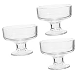 VICASKY 3 Stück Glas Dessertbecher mit Fuß Vintage Eiscremeschale Wiederverwendbar Vielseitige...