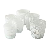mucHome Windlicht Glas 6 Stück Windlicht für Teelichter Teelichthalter Romantisch (Weiß)