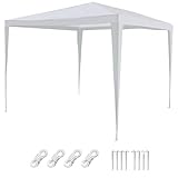 Pavillon Partyzelt | 3m x 3m Zelthöhe 2,6m Stahl Plane 90g/m² | 4 Seile 8 Heringe | Gartenzelt mit...