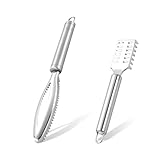 GOIYZTTR 2 Stück Fischentschupper Edelstahl Fischschuppen Entferner-Set Fisch Scaler Scraper mit...
