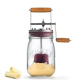 Kilner Butterfass Glas mit Handkurbel, manuelle Handkurbel und Silikonmixer, 1L, Öffnung: 7,2 cm,...