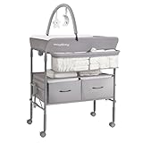 Maydolly Baby Klappbarer Wickeltisch, Mobiler Wickeltisch mit Rädern, höhenverstellbar, Baby...