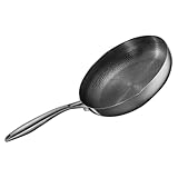 DEARMAMY Edelstahl Wokpfanne mit Wabenstruktur Bratpfanne für Gasherd und Induktion...