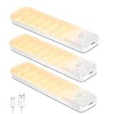 Schrankbeleuchtung Unterbauleuchte Küche LED 3 Stück Dimmbar mit Bewegungsmelder Innen, Akku...