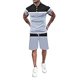 VaiKanhai Sportanzug 2-teilig Sommer Leichte Freizeit Set Jogging Sommer Playsuit Herren Kurz Hawaii...