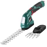 POSENPRO Akku Gras- und Strauchschere, 2 in 1 kabellose Grasschere 7,2V 1,5Ah Akku-Gartenschere,...