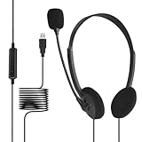 USB-Computer-Headset mit Mikrofon – kabelgebundenes Gaming-Headset, USB-Call-Center Kopfhörer |...