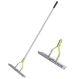 BARAYSTUS Strohrechen, Rasenrechen Mit 148 cm Verstellbarem Langem Griff Robuster Garten-Laubgreifer...