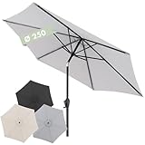 Doppler Sonnenschirm für den Garten Jack 250cm in Hellgrau - Runder Sonnenschirm für Balkon &...