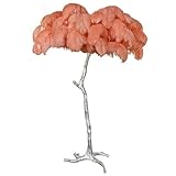 Stehlampe aus natürlichen Straußenfedern, silberner Kunstharzkörper, stehend, 3 Farben, dimmbar,...