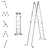 Gelenkleiter Stavalance 4x5 Aluminium Multifunktionsleiter 4x5 Stufen - 5,7 m Länge klappbar -...