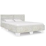 Bulliing Bettgestell Lattenrost Bett Bed Frame Bedrahmen Betten Grau Natur Rattan 160 x 200 cm