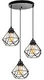 TOKIUS Pendelleuchte 3-flammig Vintage Industrial Hängelampe mit Geometrischem Design E27 Lampe aus...