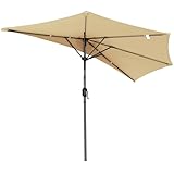 Angel Living 250cm Halbrund Sonnenschirm, Marktschirm,Terrassenschirm mit Kurbel für...
