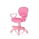 hjh OFFICE 670977 Kinderdrehstuhl Kid Colour Stoff Pink Schreibtischstuhl Kinder, Fußablage &...