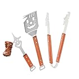 Grillbesteck-Set | kompakter Pfannenwender, Zange und Gabel aus Edelstahl, robust, für Männer der...
