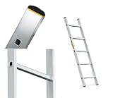 DRABEST PRO Serie Anlegeleiter Aluminium-Stufenleiter - 5 Stufen - mit Leiterhaken - Tragfähigkeit...