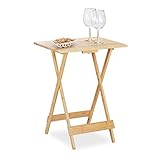 Relaxdays Klapptisch Bambus, für Wohnzimmer, Balkon & Terrasse, HxBxT: 63,5 x 48 x 38 cm,...