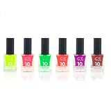 6 Stück Gel-Effekt-Nagellack, Neongelb, Neongrün, Neon-Koralle, Neonrosa