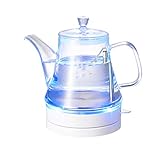 Wasserkocher aus Glas, Wasserkocher, transparenter Teebereiter, automatische Abschaltung, blaues...