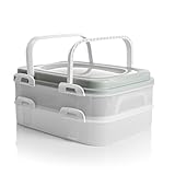BigDean Partycontainer mit 2 Etagen und Hebeeinsatz in Pastell Grün – für Backwaren, Snacks &...