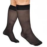 Tyqour 6 Paare Damen Kniestrümpfe 15 Den Breathable Nylon Kniestrümpfe für Damen Große Größen...