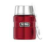 THERMOS STAINLESS KING FOOD JAR 0,47l, cranberry red, Thermosbehälter aus Edelstahl mit Löffel, 6h...