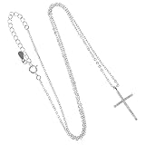 TOPPERFUN Glitzernde Kreuzanhänger Halskette Cupronickel für Damen Stilvolle Kette für Festivals...