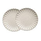 ZYHZJC Set aus 2 Tellern aus Keramik mit Blütenblättern – Chrysantheme – Steingut – extra...