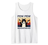 Pew Pew Madafakas Kätzchen Crazy Cat Vintage Lustige Katze Tank Top
