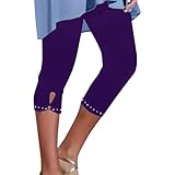 3/4 Leggings Damen Leggings GläNzend Damen Umstandsleggings Sport Sporthose Lang Rote Jogginghose...
