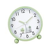 VALICLUD Digitaler Wecker mit Zeigern Nachttisch Tischuhr Grün Rundes Design ohne Batterie Leise...