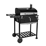 tragbarer Grill, Outdoor-Grill Grill 24-Zoll-Holzkohlegrill, klappbarer Beistelltisch, 490...