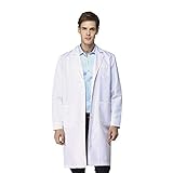 ZYPAINIY Unisex Weiß Laborkittel Chemie Baumwolle Schutzkleidung mit knöpfen und Tasche Damen...