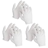 DSLSQD 3 Paar Baumwollhandschuhe,Weiße Handschuhe für Trockene...